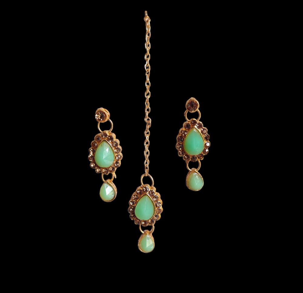 Elegant Women's Jewelry Set - Necklace and Earrings with Maang Tikka for Girls & Ladies | Perfect for Weddings, Parties & Festive Occasions