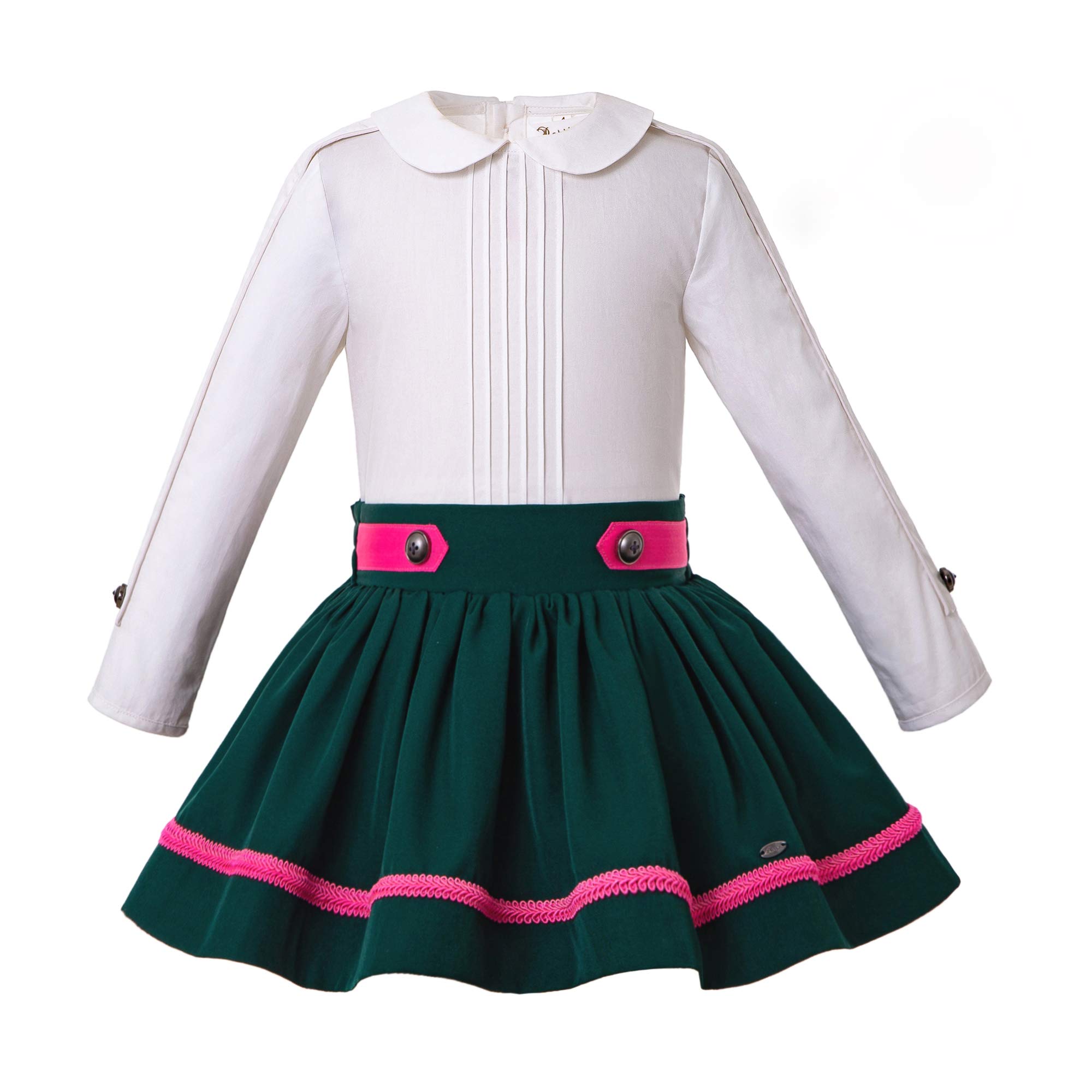 Pettigirl Girls Dark Green Casual Ruffle Dress with Headband - Stylish Outfit for Birthday Parties, School Events & Family Photos