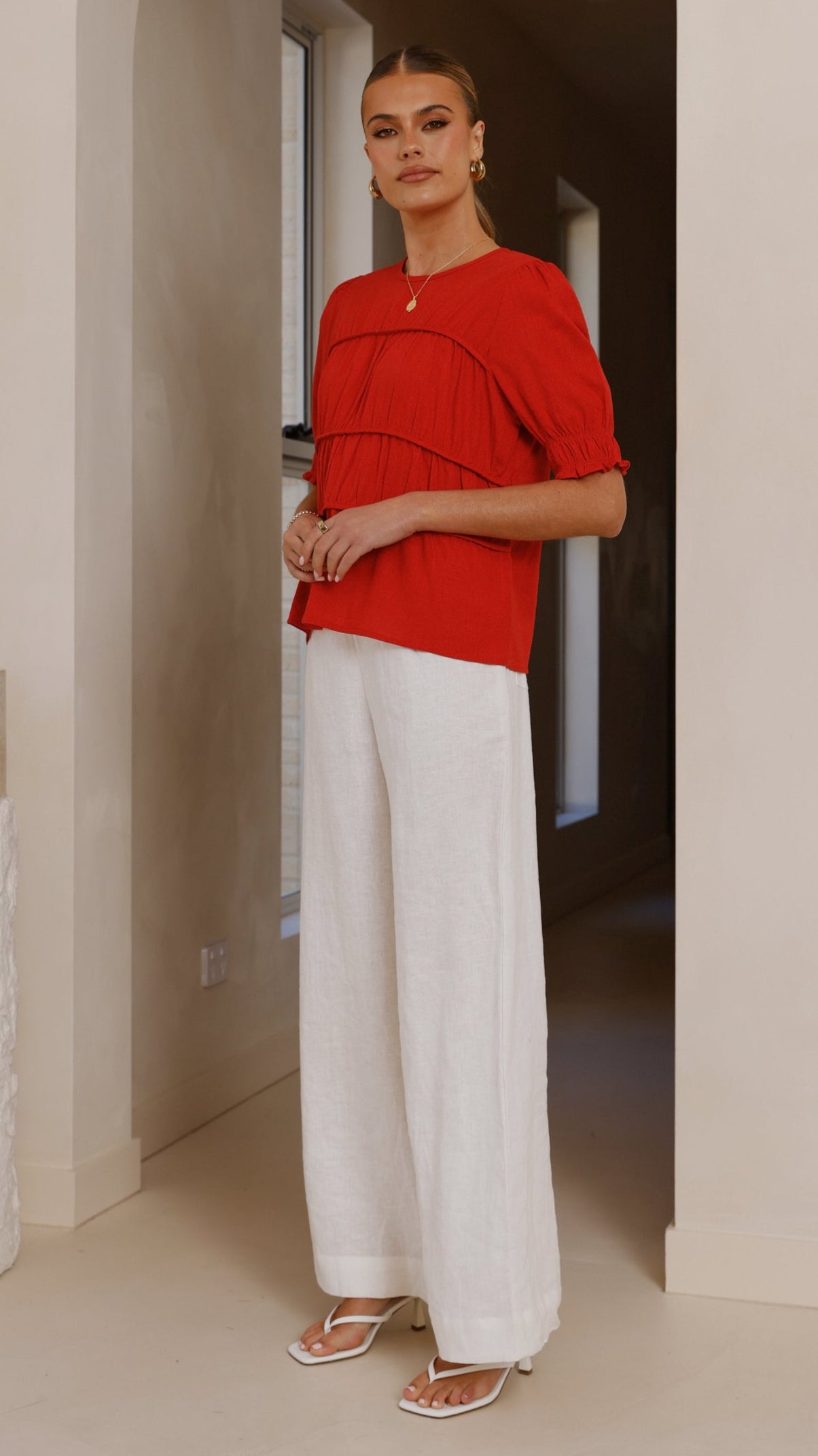 Kai Women's Short Sleeve T-Shirt - Soft Cotton Casual Tee in Red | Perfect for Summer Outfits, Beach Wear & Everyday Comfort