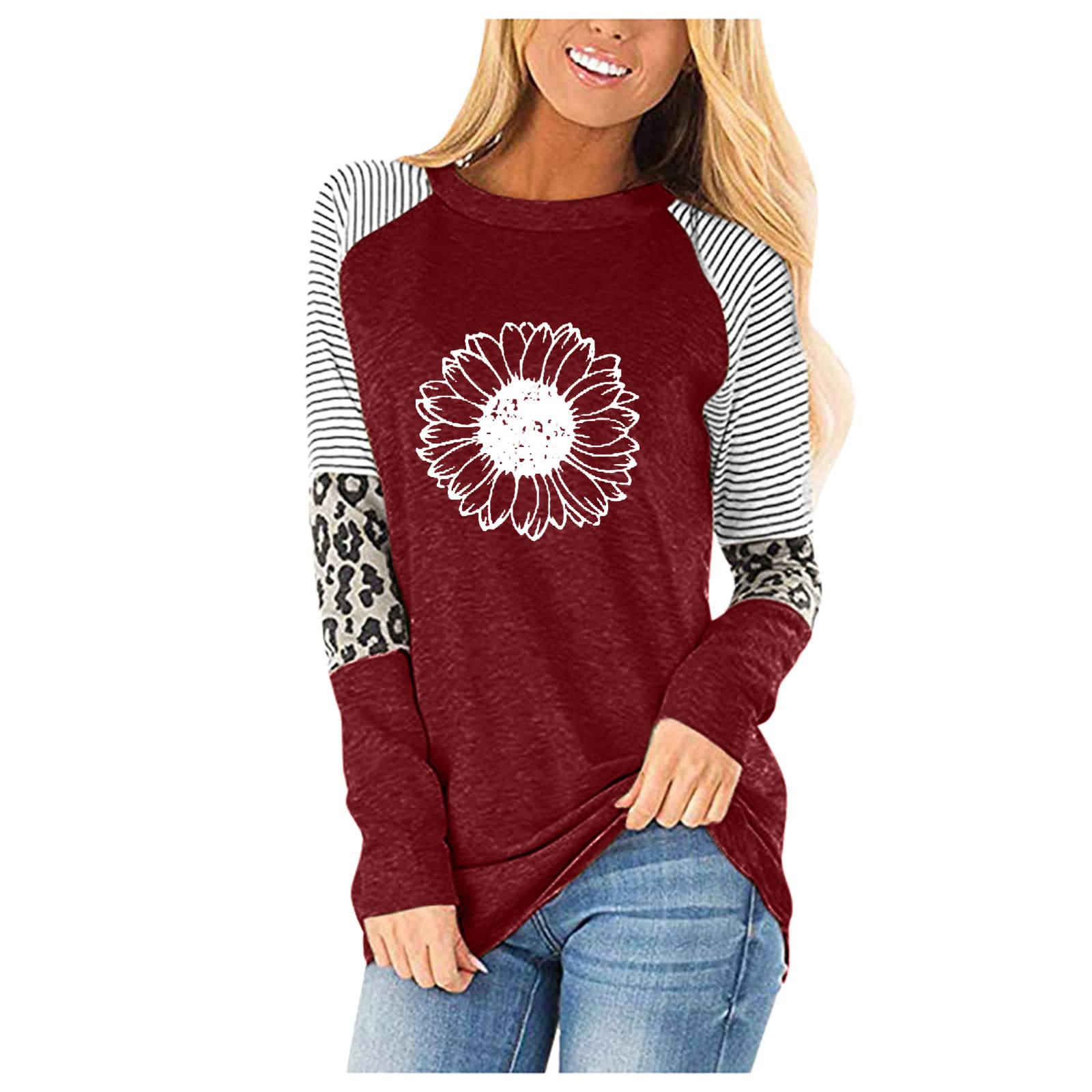 Women's Casual Leopard Print Long Sleeve Shirt - Round Neck Trendy Blouse for Everyday Wear | Perfect for Office, Dating & Fall Outfits