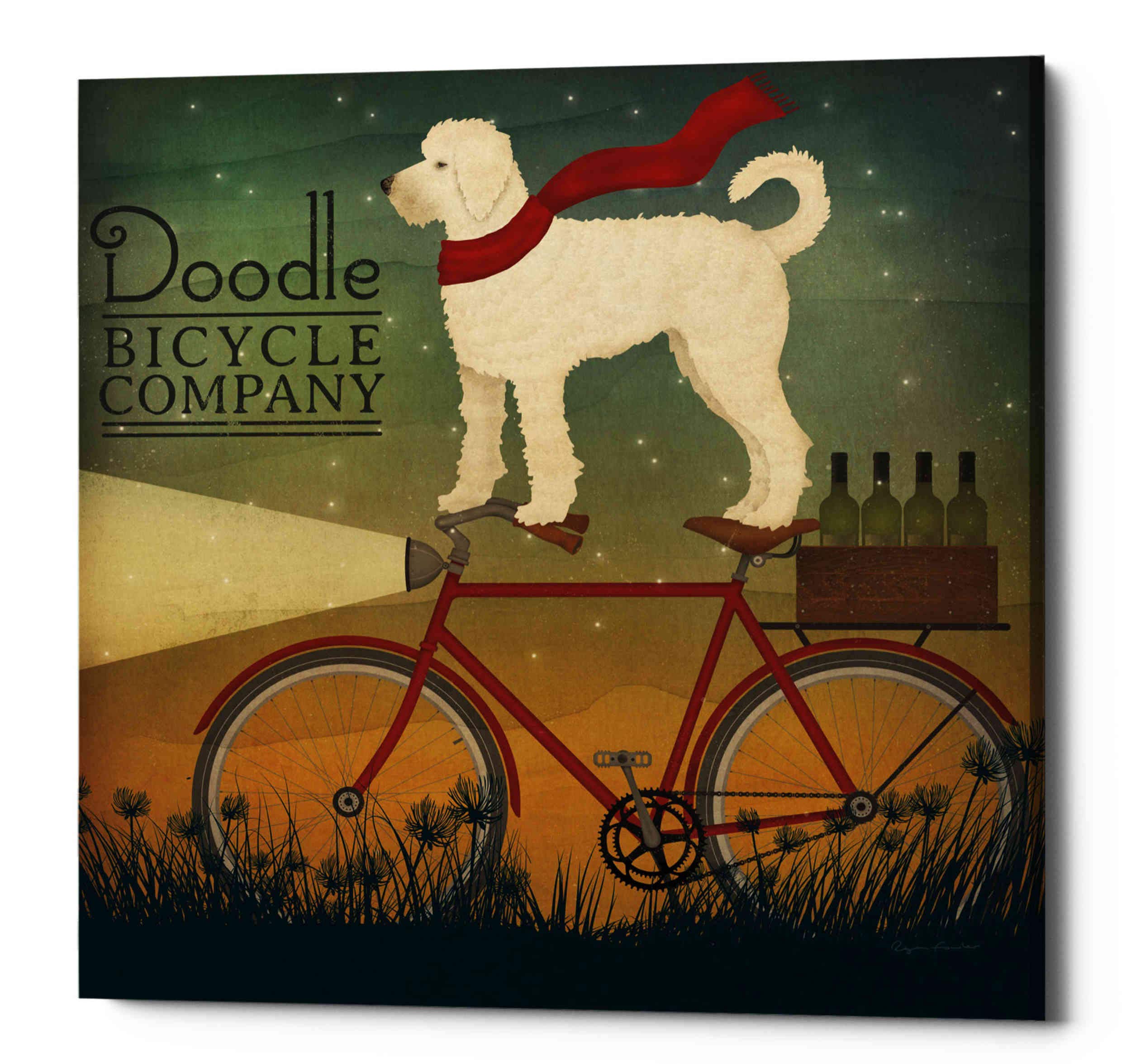 Ryan Fowler 'White Doodle on Bike Summer' Canvas Wall Art - 26x26 Inch Modern Abstract Painting for Living Room, Bedroom & Office Decor