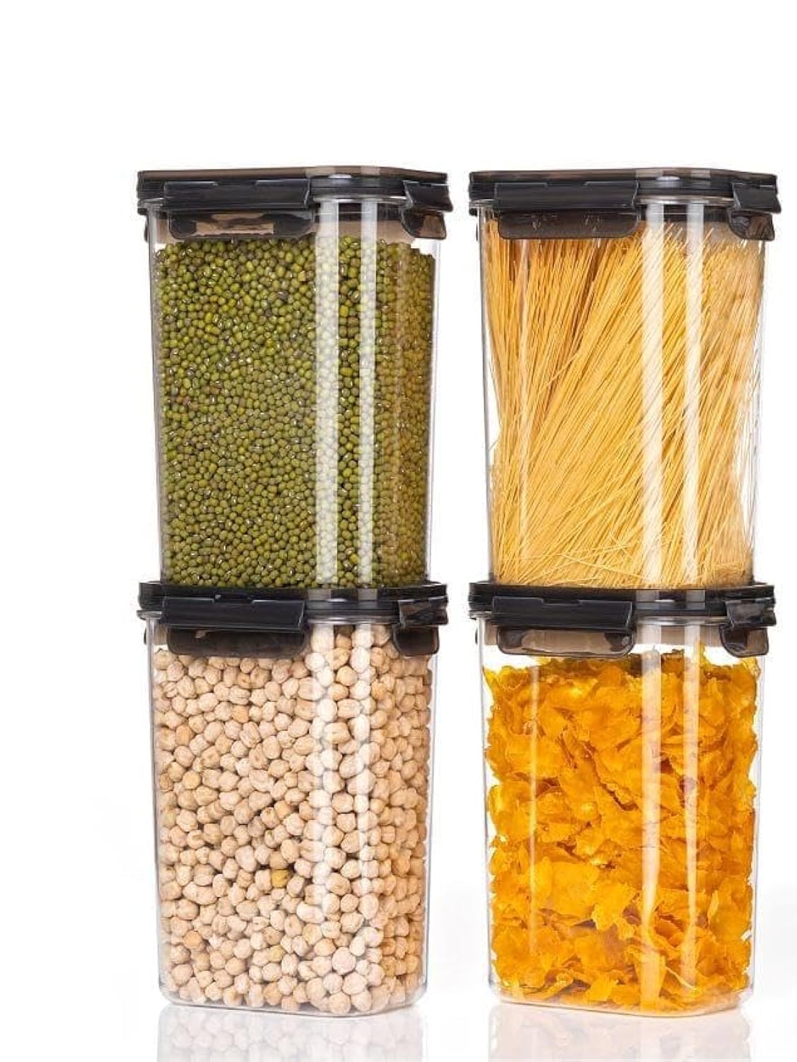 UCRAVO 4-Piece Airtight Food Storage Containers Set - 1400ml BPA-Free Plastic Canisters for Flour, Sugar & Dry Goods | Perfect for Kitchen Pantry Organization & Bulk Food Storage