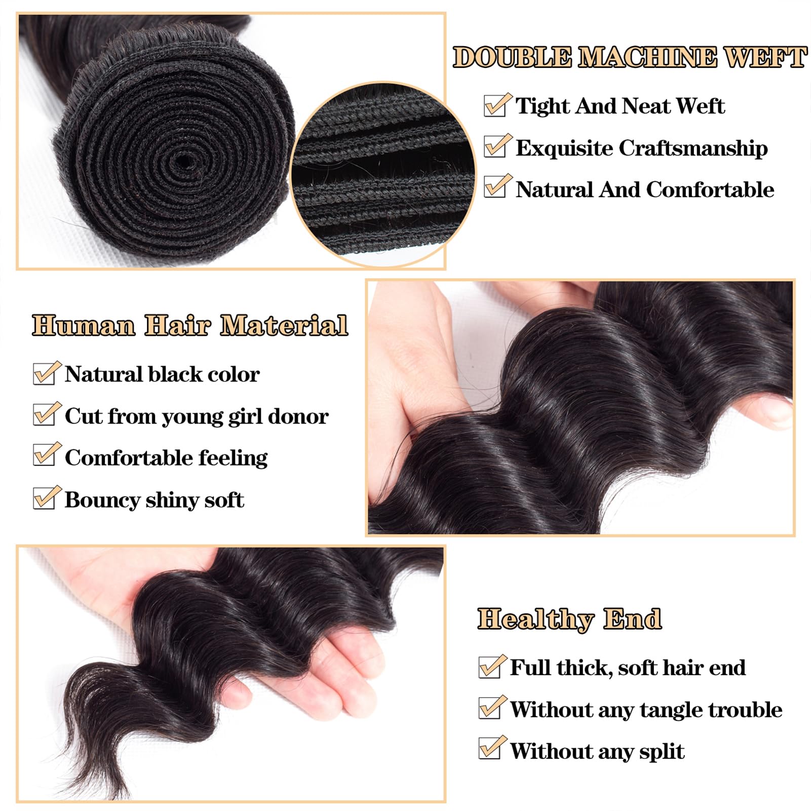 Royal Impression 12A Loose Wave Bundles - 100% Unprocessed Brazilian Virgin Human Hair Weave (24