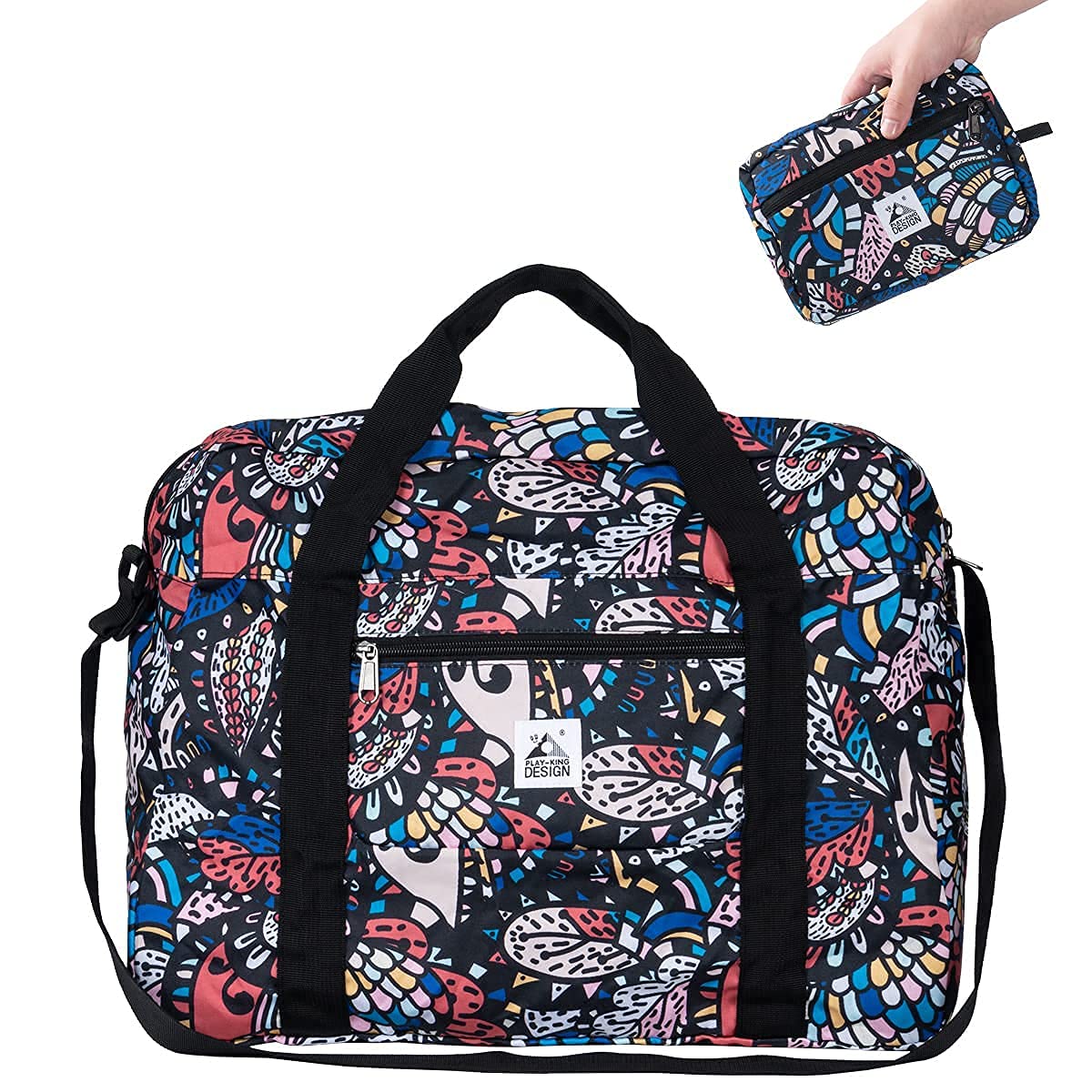 PLAY KING Foldable Travel Duffel Bag - Lightweight Carry-On Luggage for Women | Perfect for Gym, Weekend Trips & Air Travel