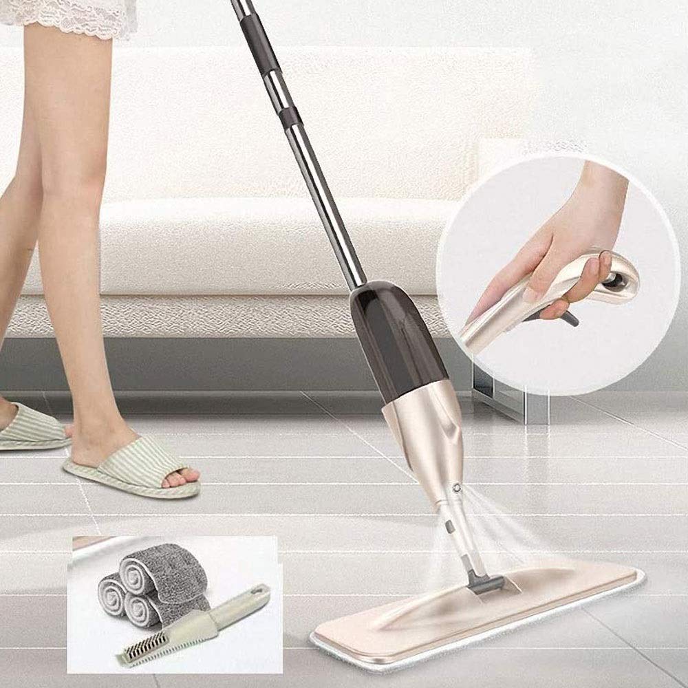 Qin Water Spraying Floor Cleaner Mop - Powerful & Quiet Wet/Dry Mop with 400ml Refillable Bottle for Hardwood, Marble, Tile, Laminate & Ceramic Floors - Perfect for Home Cleaning & Pet Hair Removal