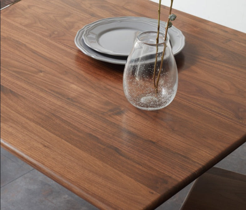 Premium Black Walnut Solid Wood Dining Table - Handcrafted Rustic Farmhouse Style - Perfect for Family Gatherings & Dinner Parties