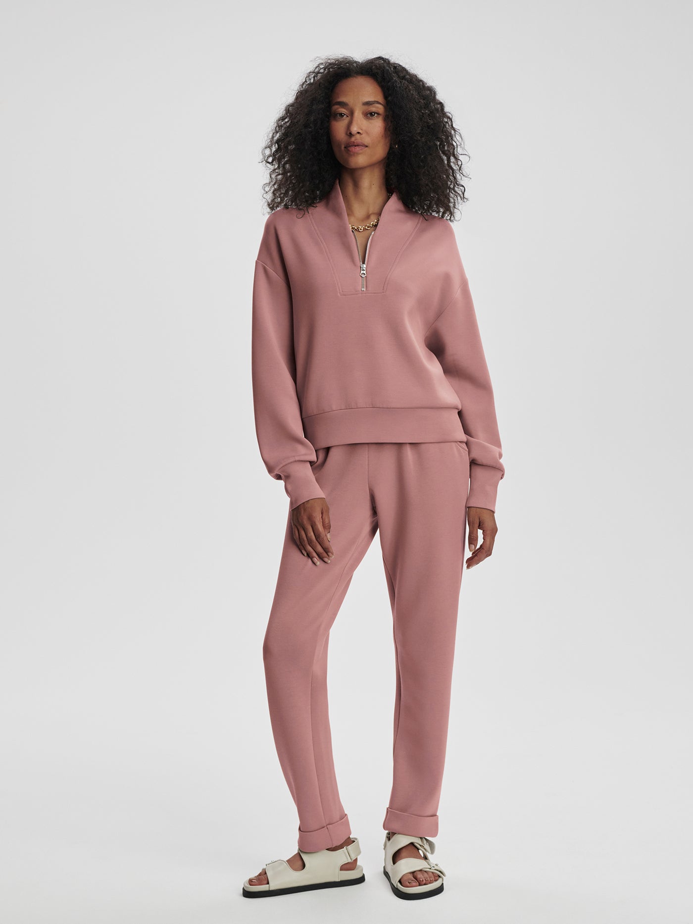 Varley Davidson Sweatshirt for Women | Soft Cotton Pullover Hoodie | Ash Rose Color | Perfect for Casual Wear, Gym & Lounge
