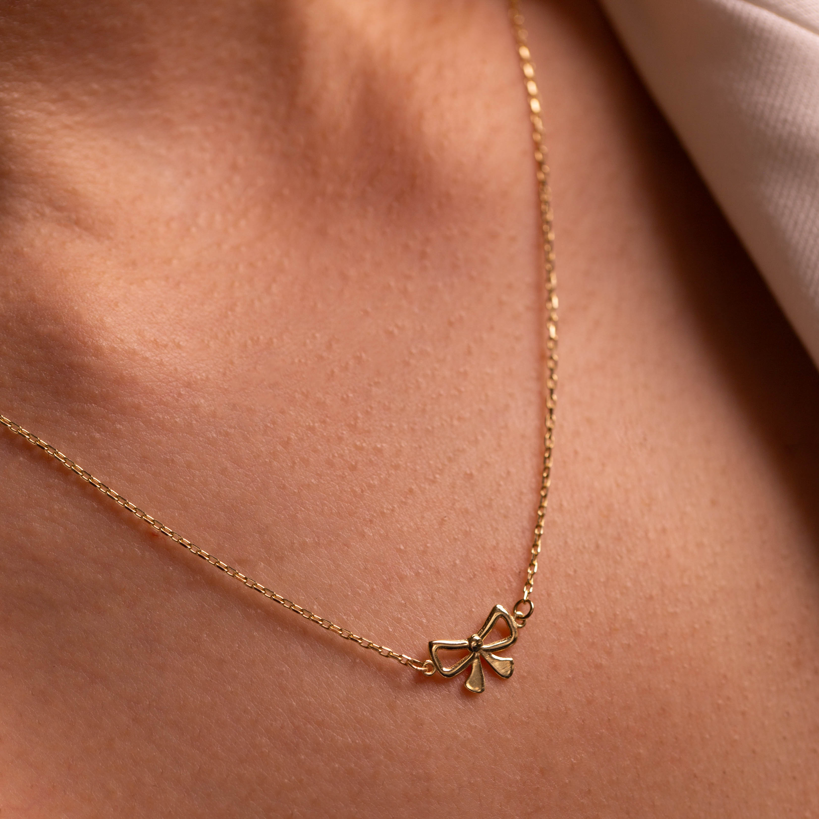 10K Gold Micro Bow Necklace - Dainty & Elegant Jewelry for Women - Perfect for Everyday Wear, Date Nights & Special Occasions