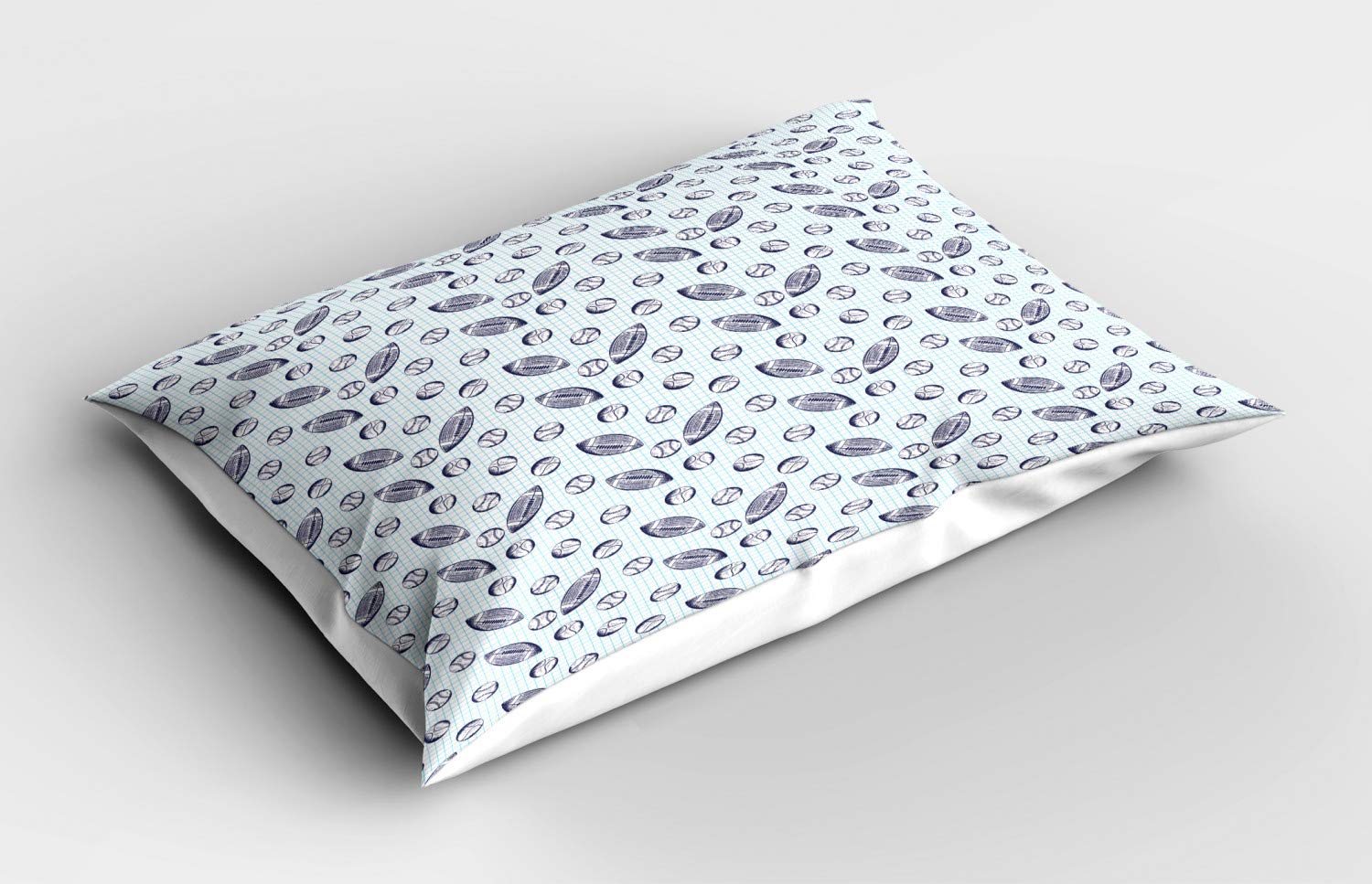 Ambesonne Baseball Pillow Sham - Pigskin & Baseballs Checkered Design, Standard Size 30