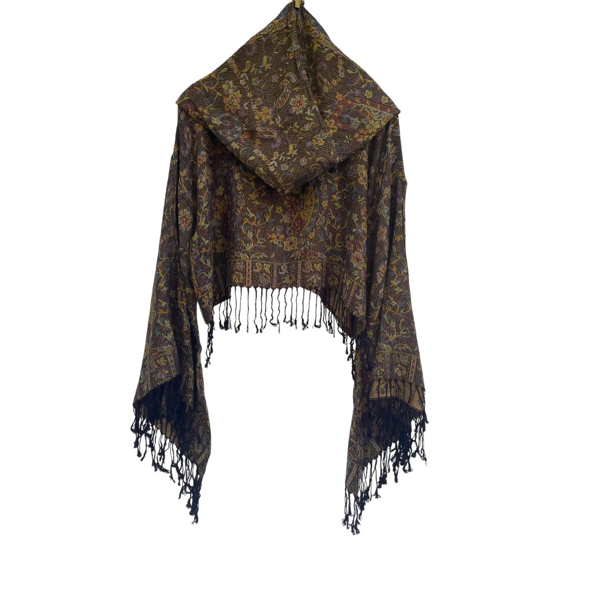 Butterfly Bell Pashmina Top - Elegant Dark Gardens Print for Women | Perfect for Boho Festivals, Evening Parties & Casual Outings