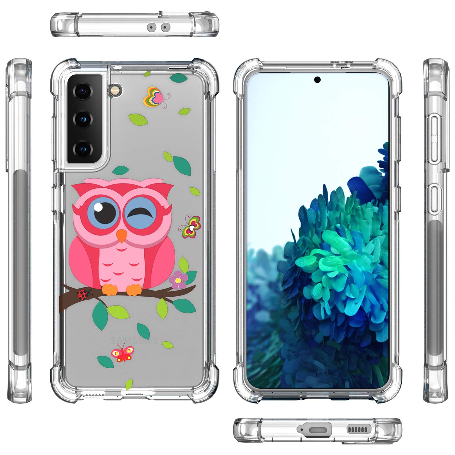 CoverON Slim Flexible TPU Clear Phone Case for Samsung Galaxy S21 Plus 5G - Owl Design | Perfect for Everyday Protection & Style