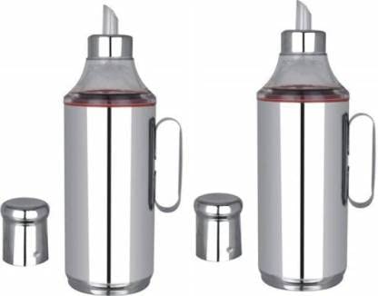 ATROCK® 1L (1000ml) Stainless Steel Oil Dispenser Bottle with Handle - Leakproof Kitchen Oil Container, Olive & Cooking Oil Pourer for Salad Dressing, Frying & Baking (Pack of 2)
