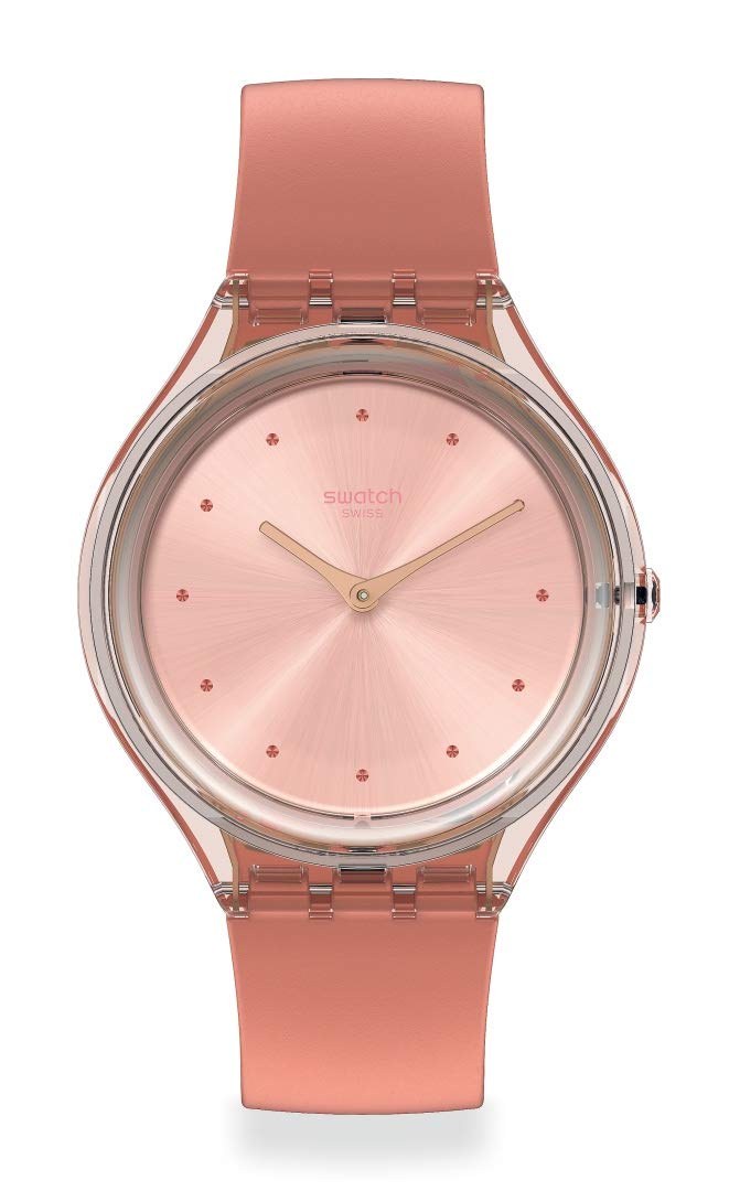 Swiss Quartz Watch for Women - Swatch Essentials Pink Silicone Strap Casual Watch (Model SVOK108) | Perfect for Everyday Wear, Office & Casual Outfits