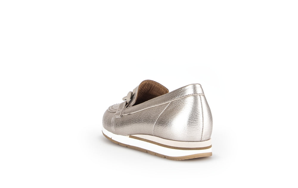 Gabor Gold Leather Wedge Loafer 41562 - Women's Comfortable Slip-On Shoes for Work, Office & Casual Wear | Stylish & Supportive Footwear for Everyday Use