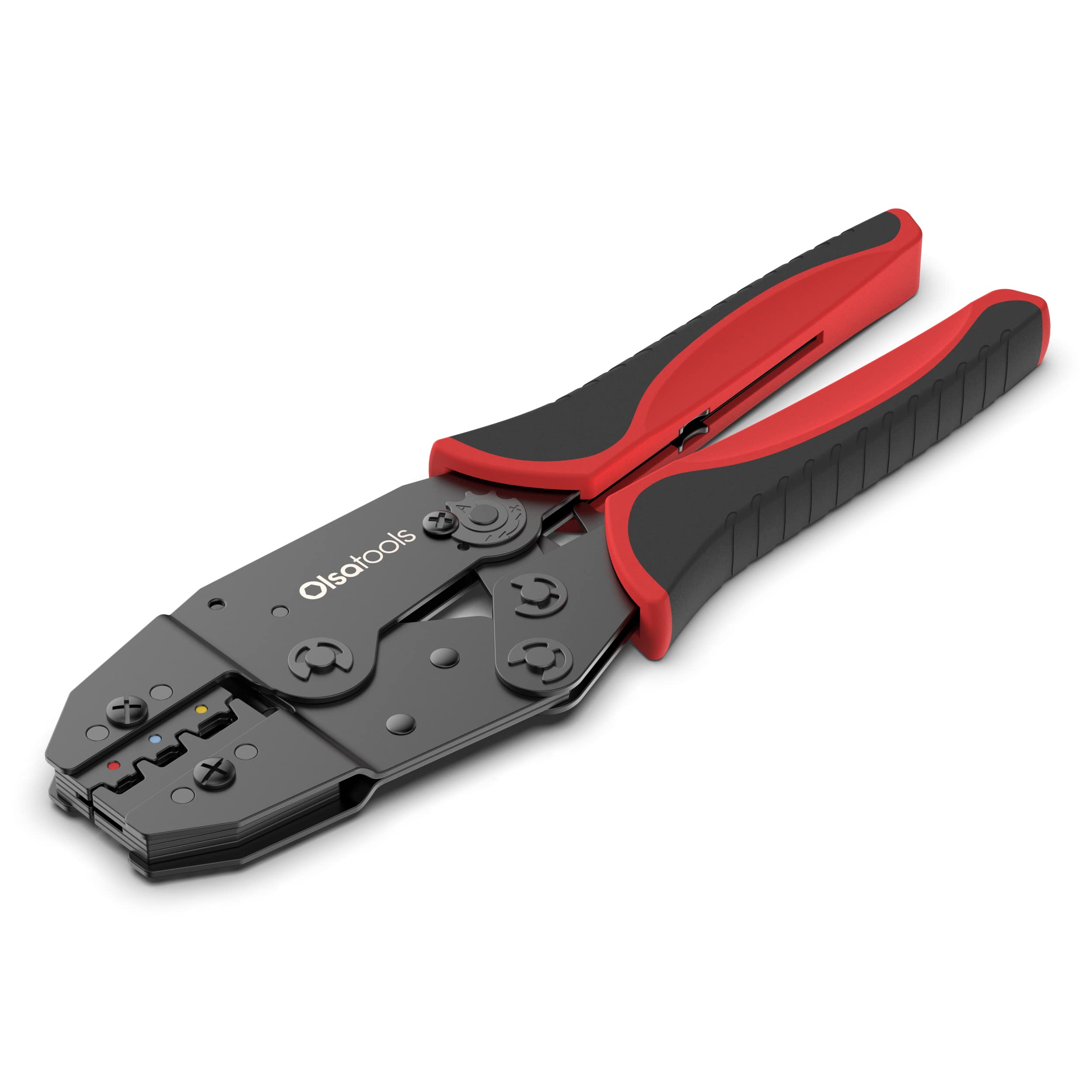 Olsa Tools Ratcheting Wire Crimper - Professional Terminal Crimping Tool for Wire Connectors, Butt Connectors, Spade Connectors & Insulated Electrical Connectors | Ideal for Electrical Work, DIY Projects & Automotive Wiring Repairs