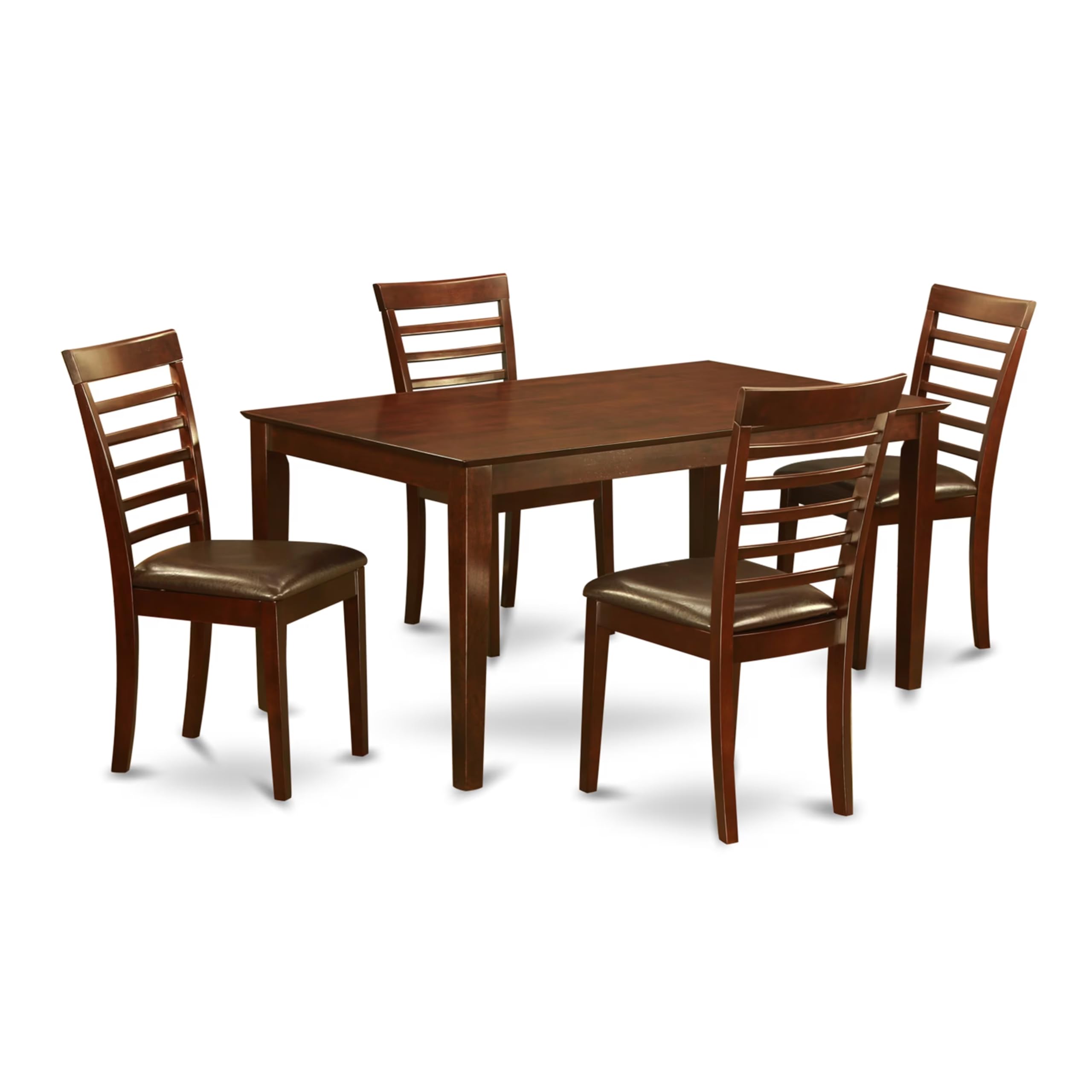 East West Furniture 5-Piece Mahogany Dining Set with Rectangle Table & 4 Faux Leather Chairs - 36x60 Inch Kitchen Table Set for Family Meals, Dinner Parties & Small Space Dining Rooms
