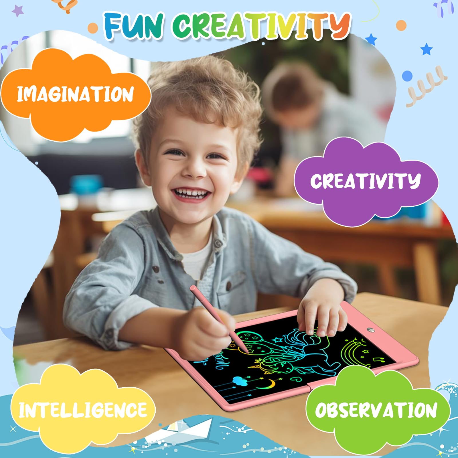 10 Inch LCD Writing Tablet for Kids - Colorful Reusable Doodle Board, Electronic Drawing Pad | Educational Learning Toy for Toddlers & Girls (Pink) | Perfect for Home, School & Travel Activities