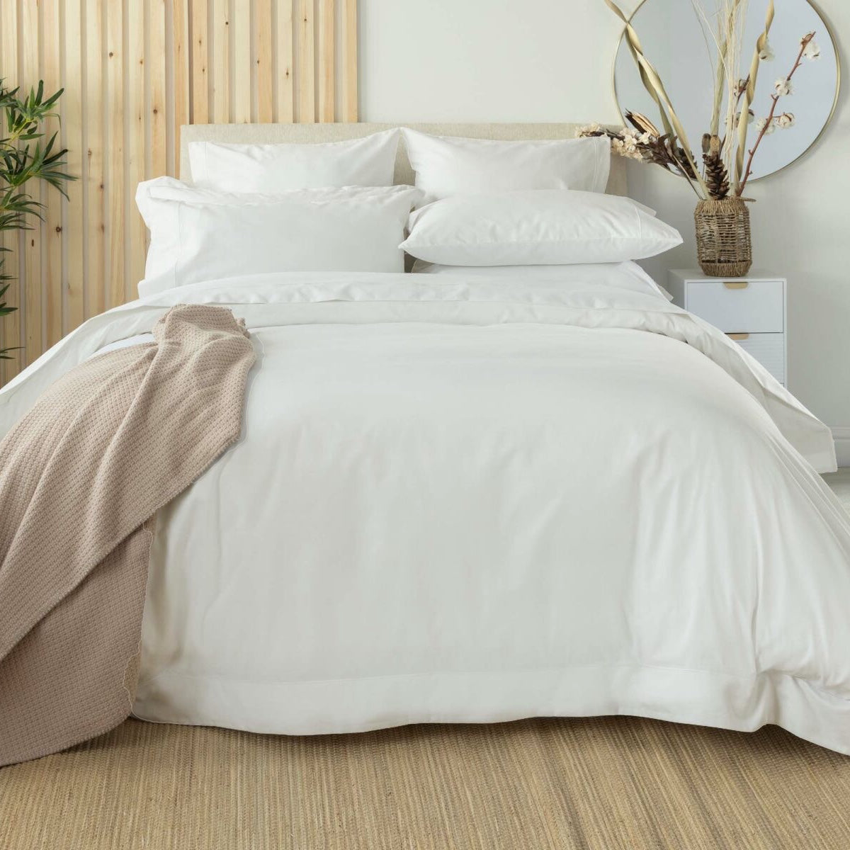 Belledorm 400 Thread Count Egyptian Cotton Duvet Cover Set - Ivory White Luxury Bedding for Hotel & Home Use