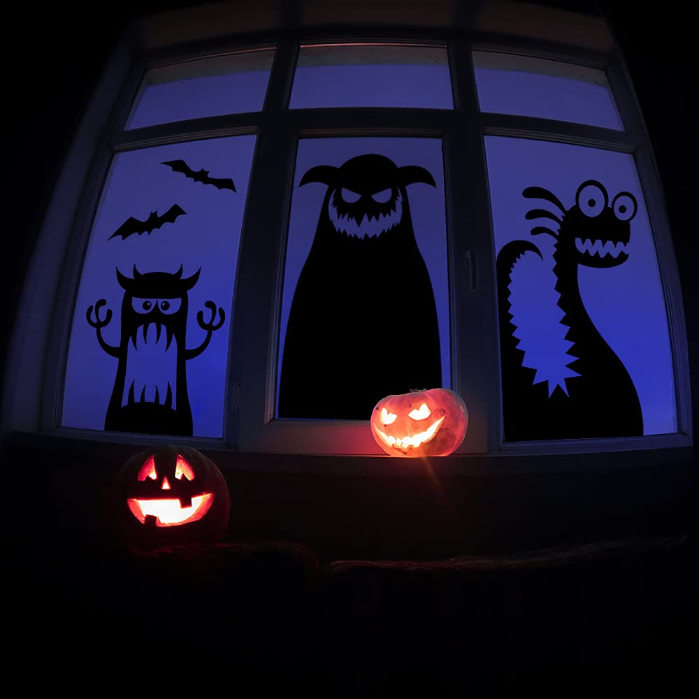 STEFORD 11-Piece Halloween Window Clings - Giant Monster Window Decals & Stickers for Halloween Party Decorations | Spooky Home, Office & Classroom Decor