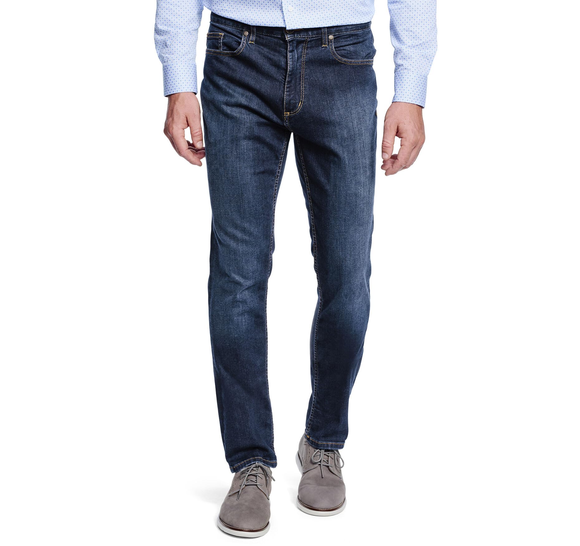 Johnston & Murphy Men's Slim Fit Stretch Denim Jeans - Comfortable Straight Leg Casual Pants for Work & Everyday Wear