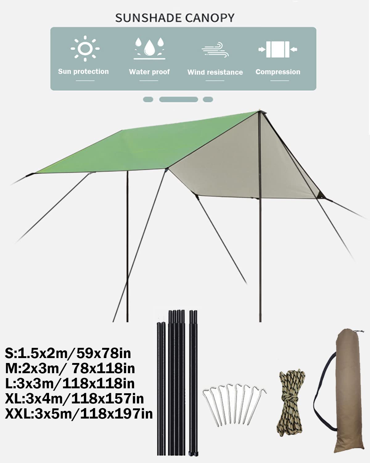 Premium Lightweight Waterproof Ripstop Nylon Tent Tarp - UV Protection Camping Shelter for Outdoor Travel & Backpacking (Sky Blue, X-Large) | Perfect for Camping, Hiking, Beach Trips & Emergency Shelter