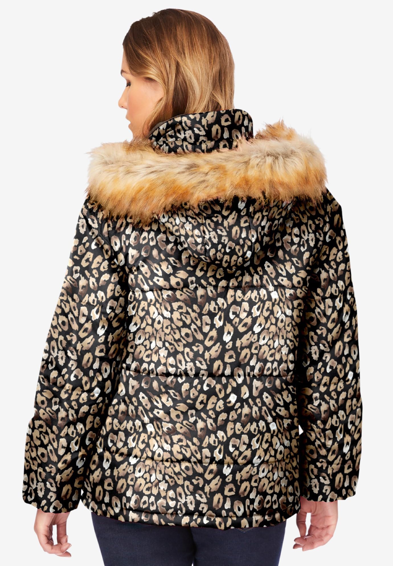 Rooman's Women's Plus Size Short Puffer Jacket - Lightweight Winter Coat for Cold Weather, Fashionable Outerwear for Casual Outings & Daily Commute