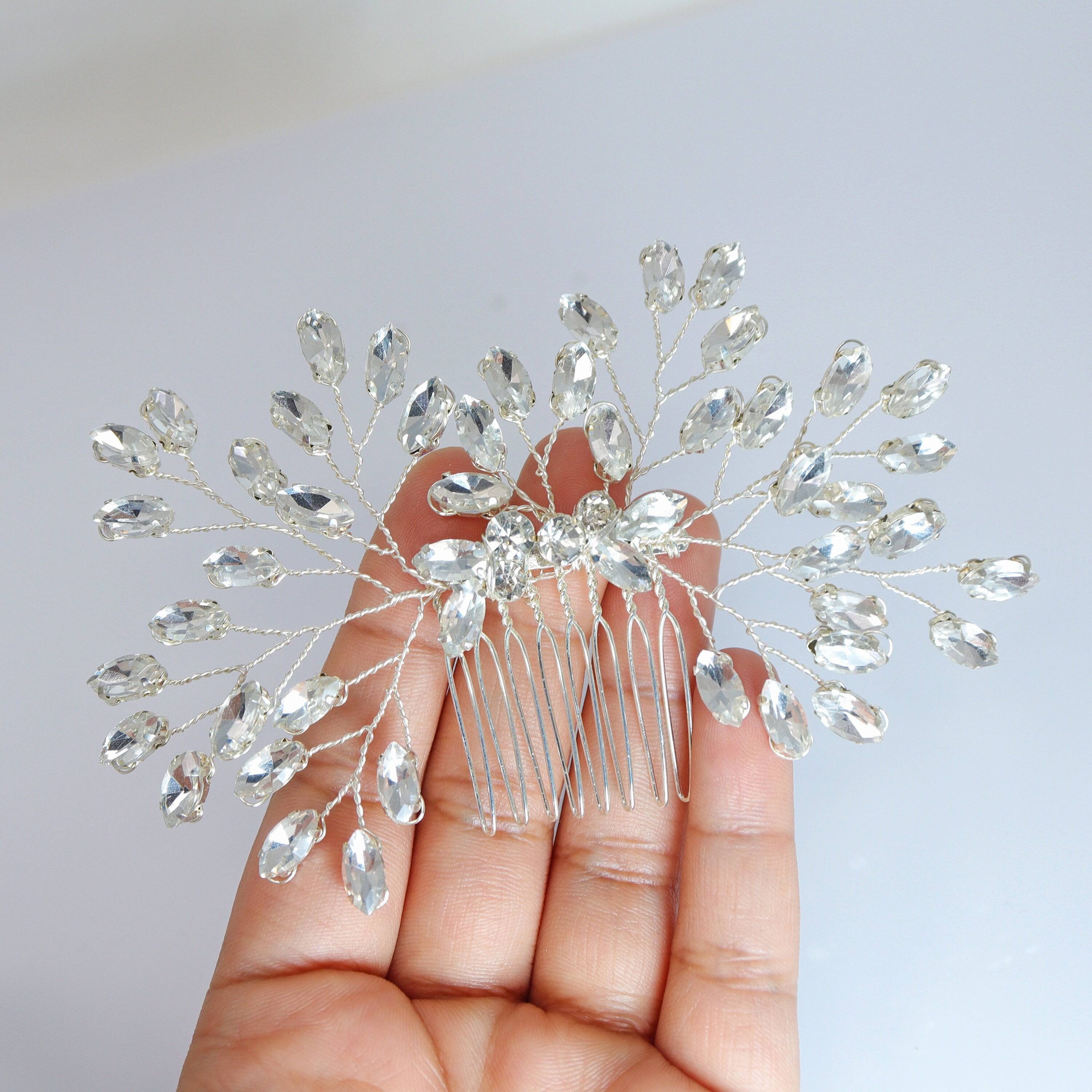 Swarovski Crystal Vine Leaves Bridal Hair Comb - Elegant Wedding Hair Accessory for Brides, Bridal Party & Special Occasions
