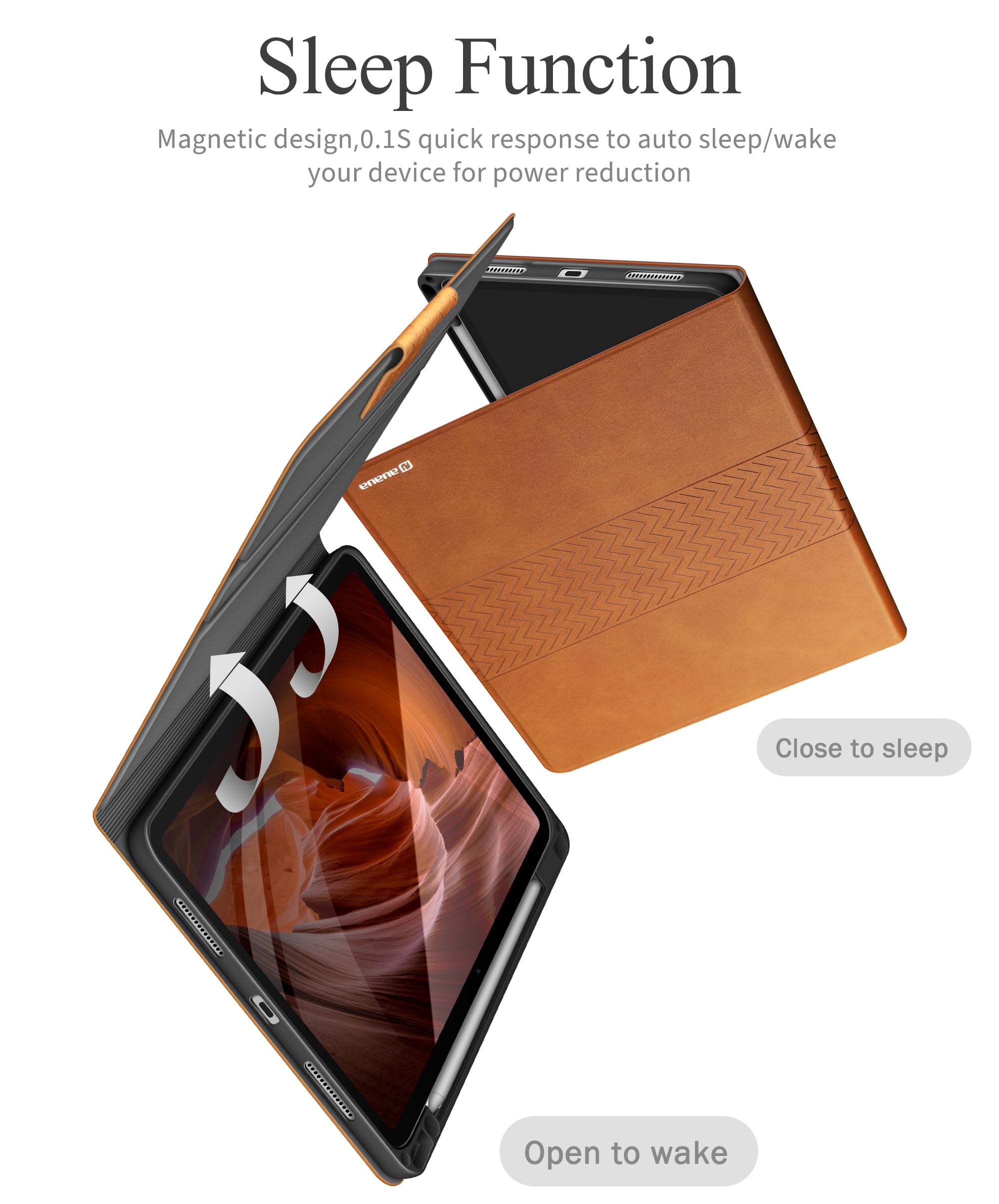 Premium PU Leather Case for iPad Pro 11 Inch M4 (2024) - Apple Pencil Pro/USB-C Holder, Auto Sleep/Wake Feature - Perfect for Work, Travel & Study (Brown)