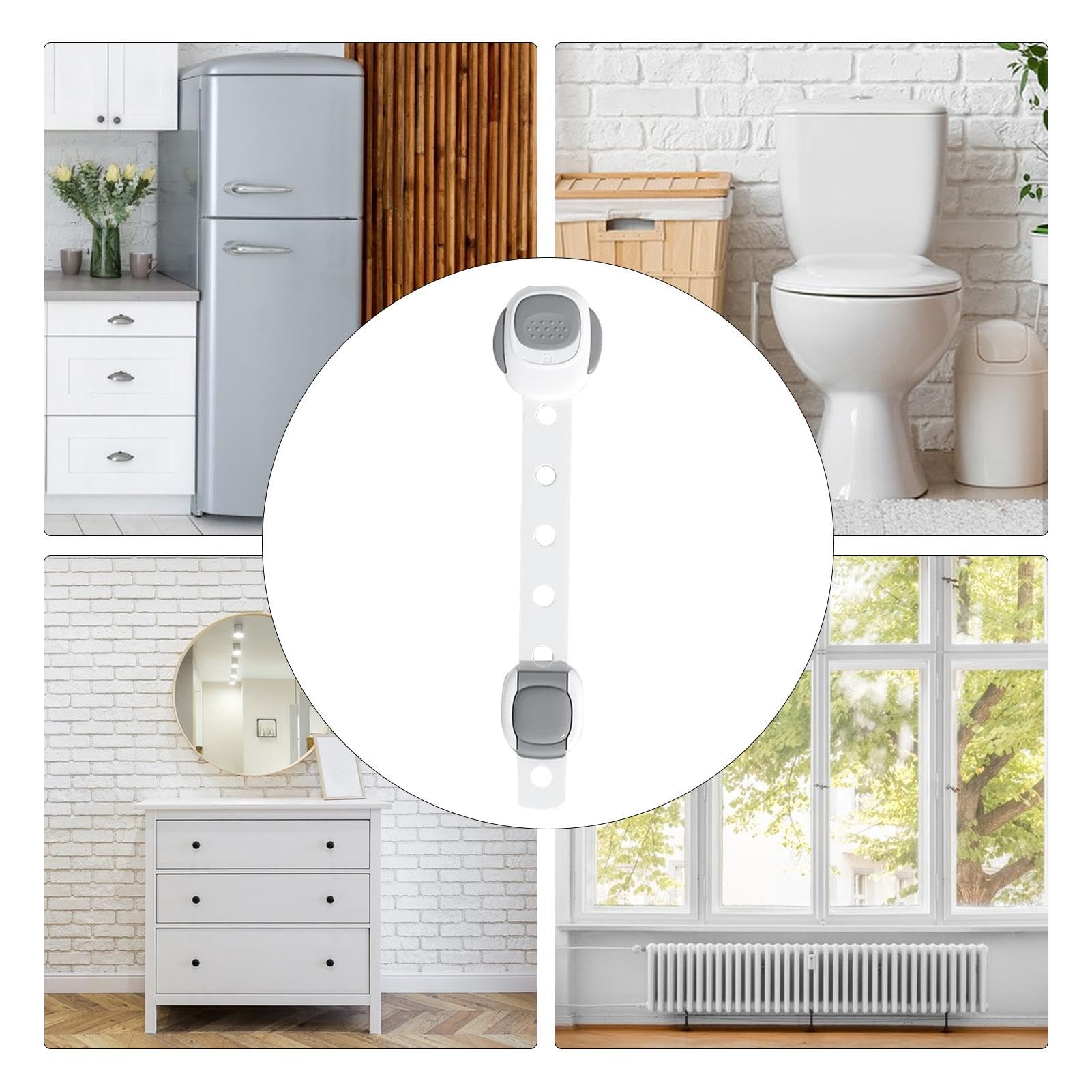 Adjustable Child Safety Door Lock & Cabinet Latch - Childproofing for Kitchen, Pantry, Windows & Toilet | Secure Furniture Anchors with Strong Adhesive | Perfect for Baby Proofing Homes & Child Safety