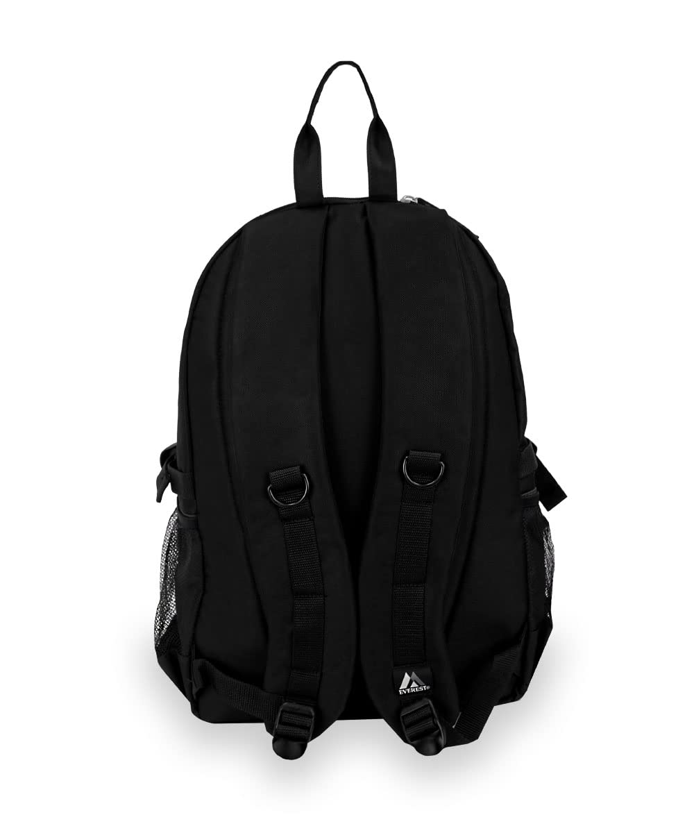 Everest Travel Backpack with Dual Mesh Pockets - Lightweight Carry-On Backpack for Men & Women - Perfect for Airplane, Hiking, Gym & Business Travel (Black, One Size)