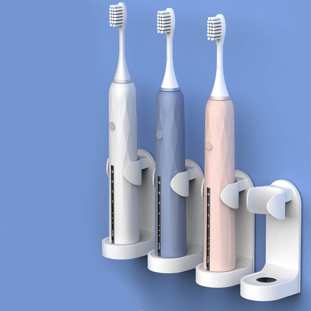 EXCEART 2 Pack Wall Mount Toothbrush Holder - White Bathroom Organizer with Strong Suction Cups & Adhesive, Perfect for Electric Toothbrushes, Shower Storage & Countertop Display - Ideal for Small Spaces, Dorm Rooms & Travel