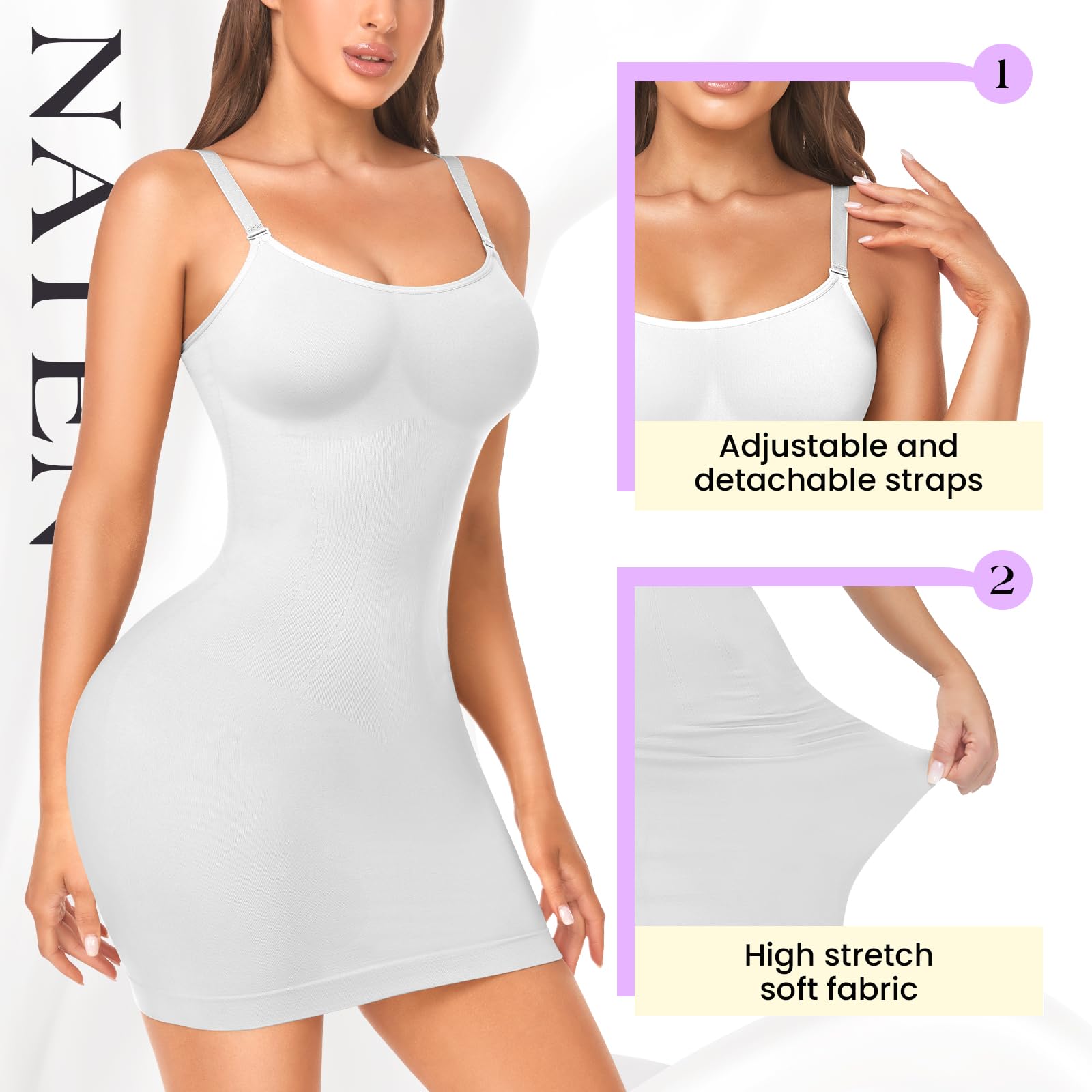 NaTen Women's Shapewear Slip Dress - Full Body Slimming Undergarment for Smoothing & Tummy Control | Perfect for Dresses, Workwear & Special Occasions