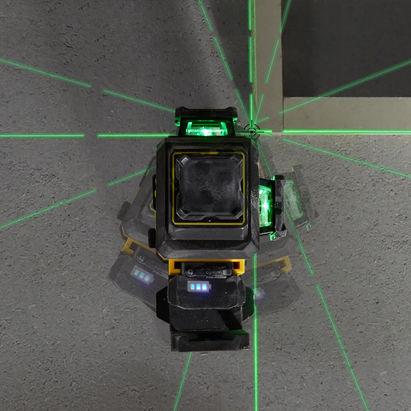 Firecore 360° Self-Leveling Green Laser Level with Tripod - 3 x 360° Cross Line Laser for Construction, 3 Brightness Modes, Pulse Mode, 2 Rechargeable Batteries & Carry Pouch - Perfect for Wall Alignment, Floor Tiling, and DIY Home Projects