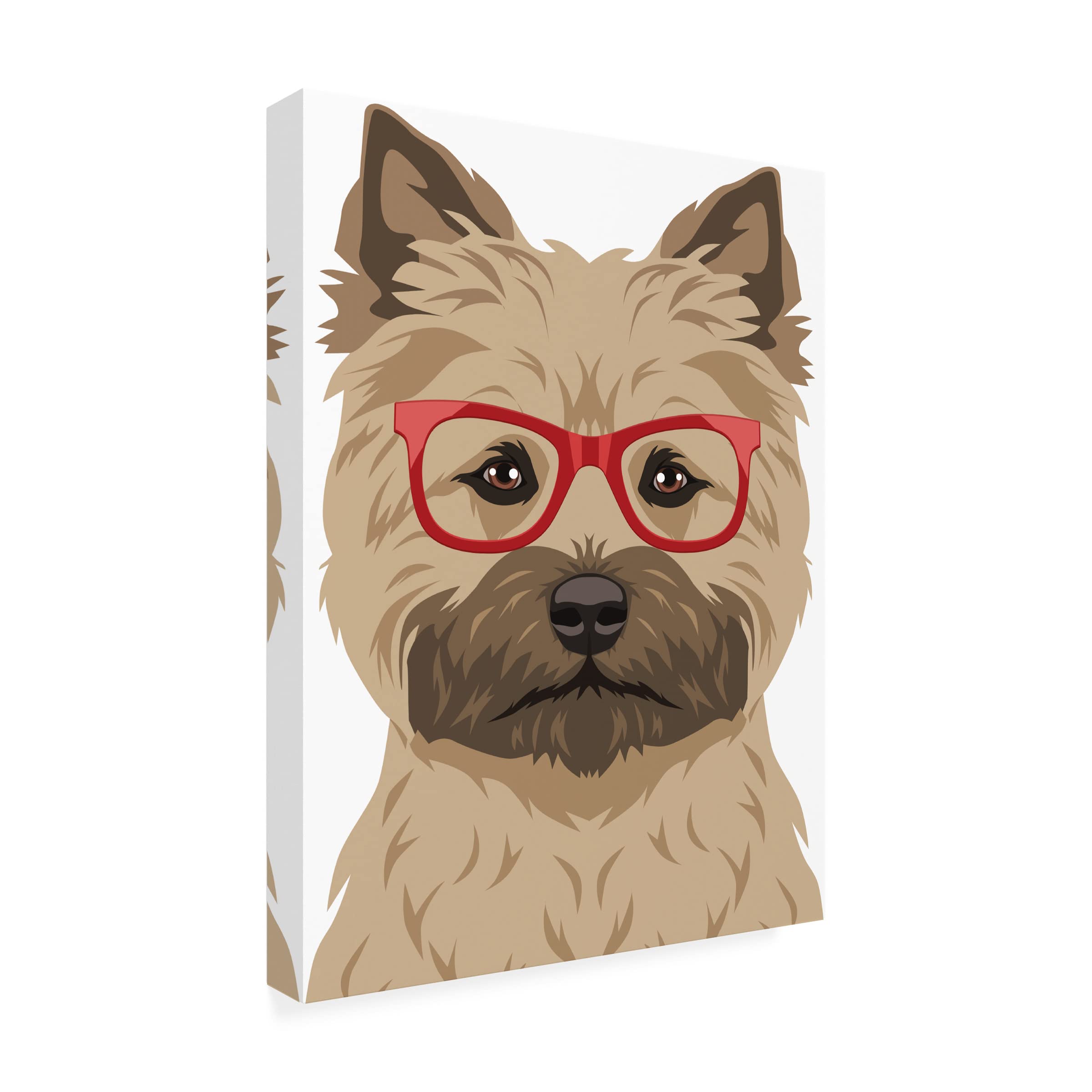 Furbaby Affiliates 'Cairn Terrier Wearing Hipster Glasses' Canvas Wall Art - Modern Pet Portrait Decor for Living Room, Bedroom & Office