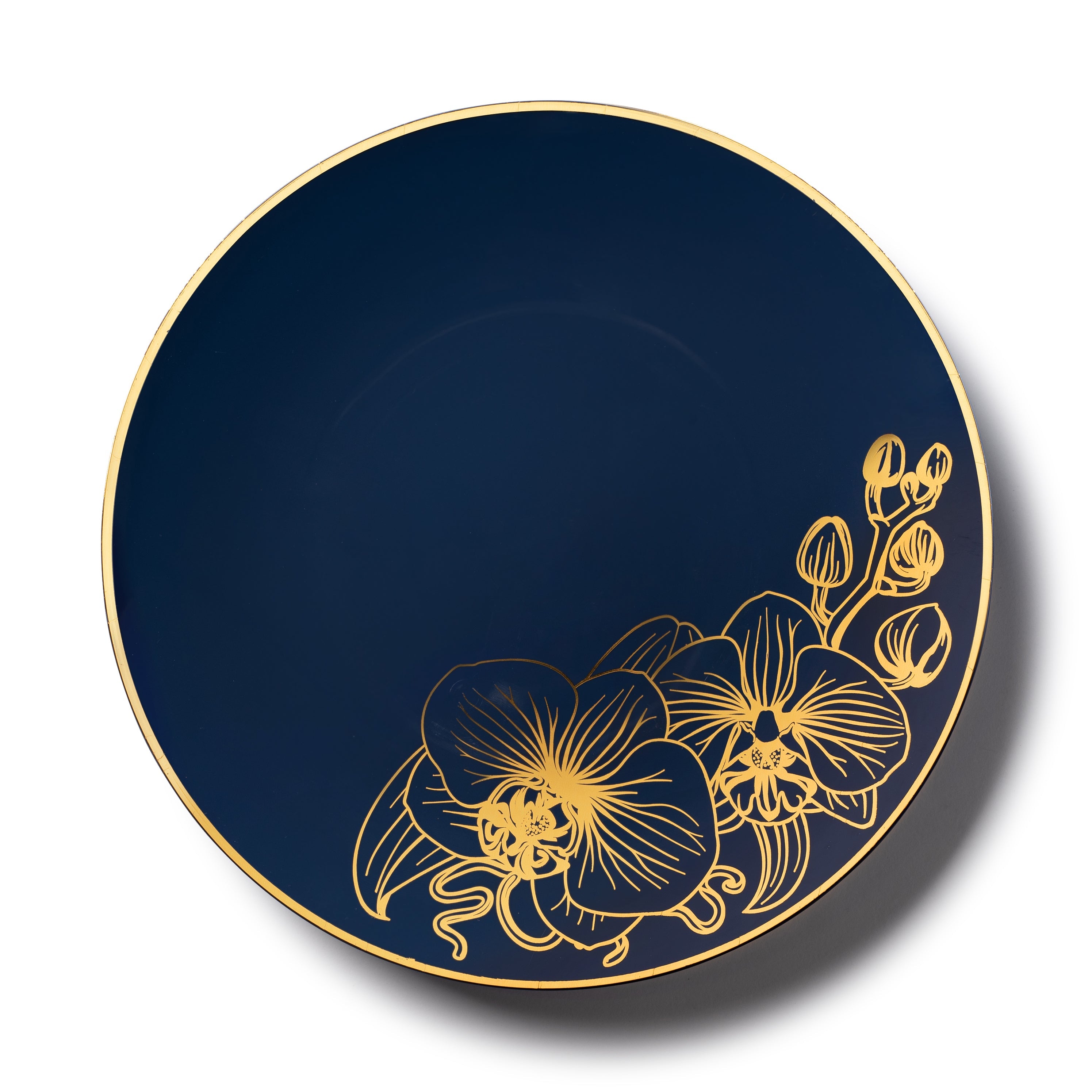 192-Piece Royal Blue & Gold Round Plastic Dinnerware Set - Elegant Disposable Plates, Cups & Cutlery for 96 Guests - Perfect for Weddings, Parties, Banquets & Special Events