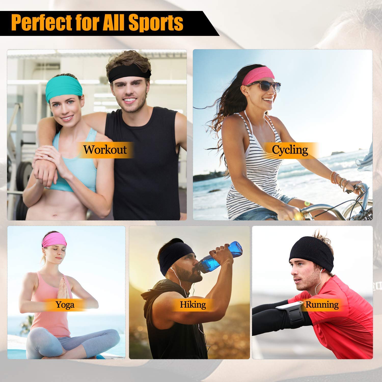 BISMAADH Men's Headband - Sweat Absorbing Headbands for Running, Sports & Workouts - Breathable Stretch Athletic Sweatbands for Tennis, Football & Exercise - Moisture Wicking Performance Headwear for Active Lifestyles & Outdoor Activities