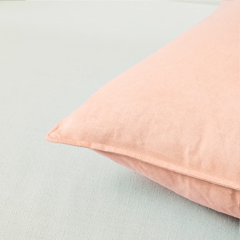 Premium Faux Suede Decorative Throw Pillow Covers - 2 Pack Soft Square Pillow Cases for Couch, Sofa & Bedroom - 16x16 Inch Solid Cushion Covers (Peach) - Perfect for Living Room Decor, Home Styling & Cozy Comfort