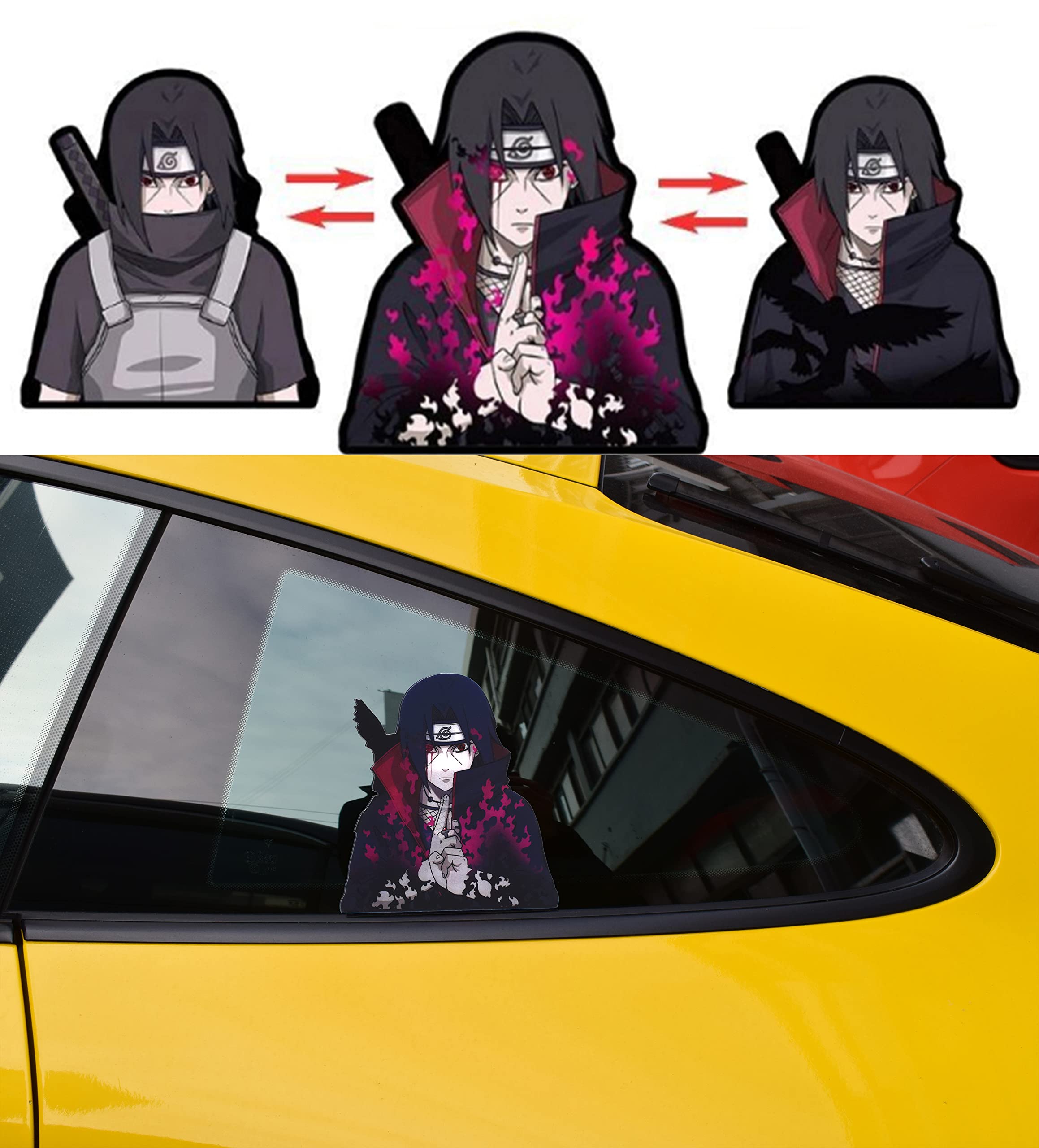 Itachi Uchiha Anime Car Stickers - Waterproof PET Vinyl Decals for Cars, Laptops, Refrigerators & More - Perfect for Anime Fans & Customizing Your Ride
