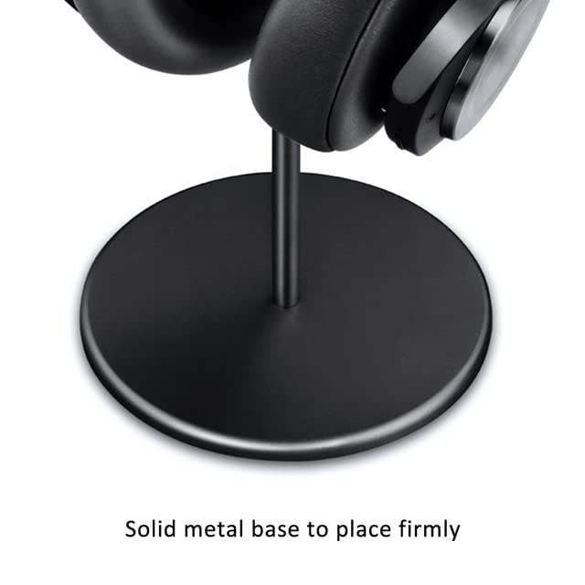 Premium Walnut Wood & Aluminum Headphone Stand - Sturdy Gaming Headset Holder with Heavy Base for All Headphones (Black) | Perfect for Home Office, Gaming Setup & Studio Organization