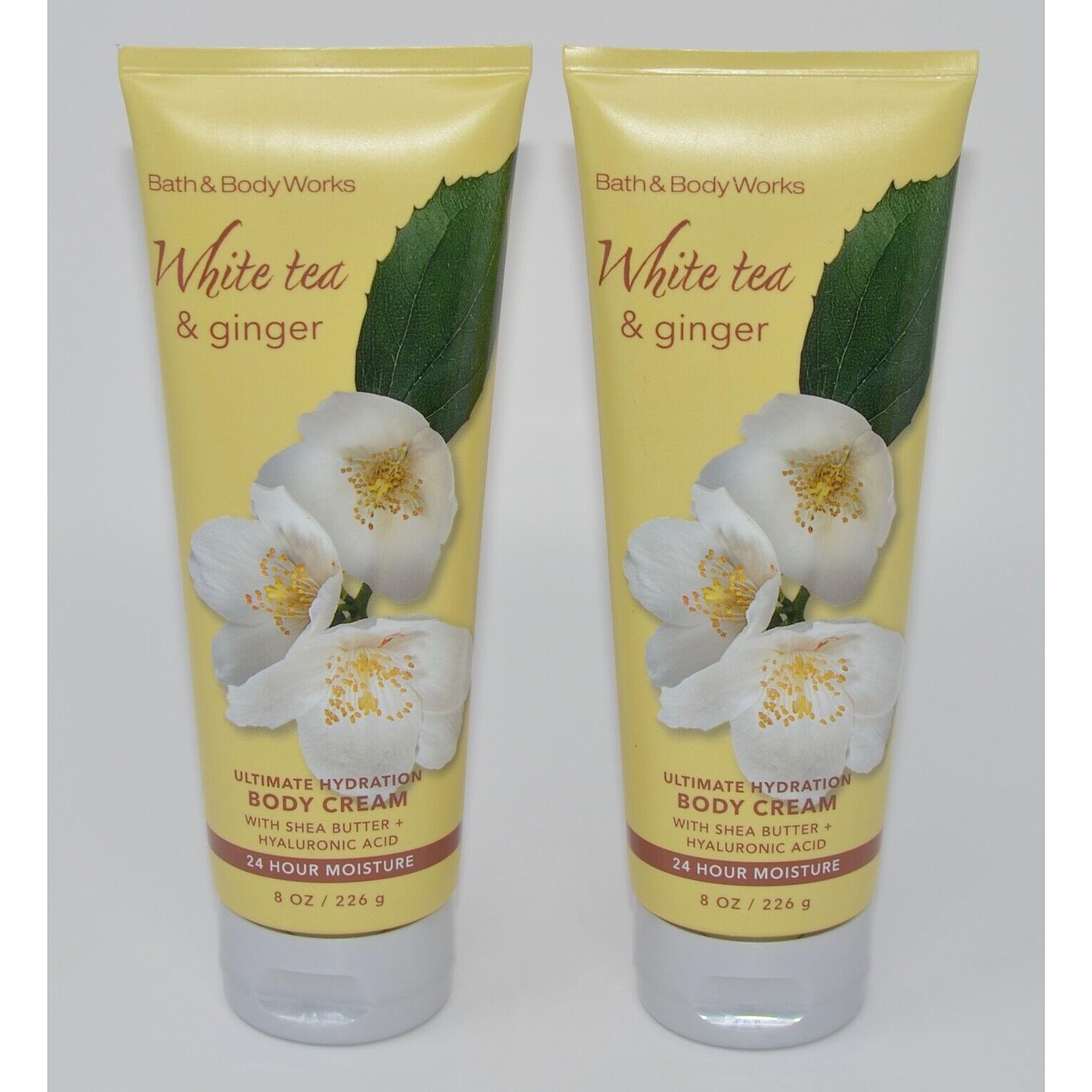 Bath & Body Works White Tea & Ginger Hydrating Body Cream - 8 oz Pack of 2 | Ultra Moisturizing Lotion for Dry Skin | Perfect for Daily Use, Gift Sets & Spa Days