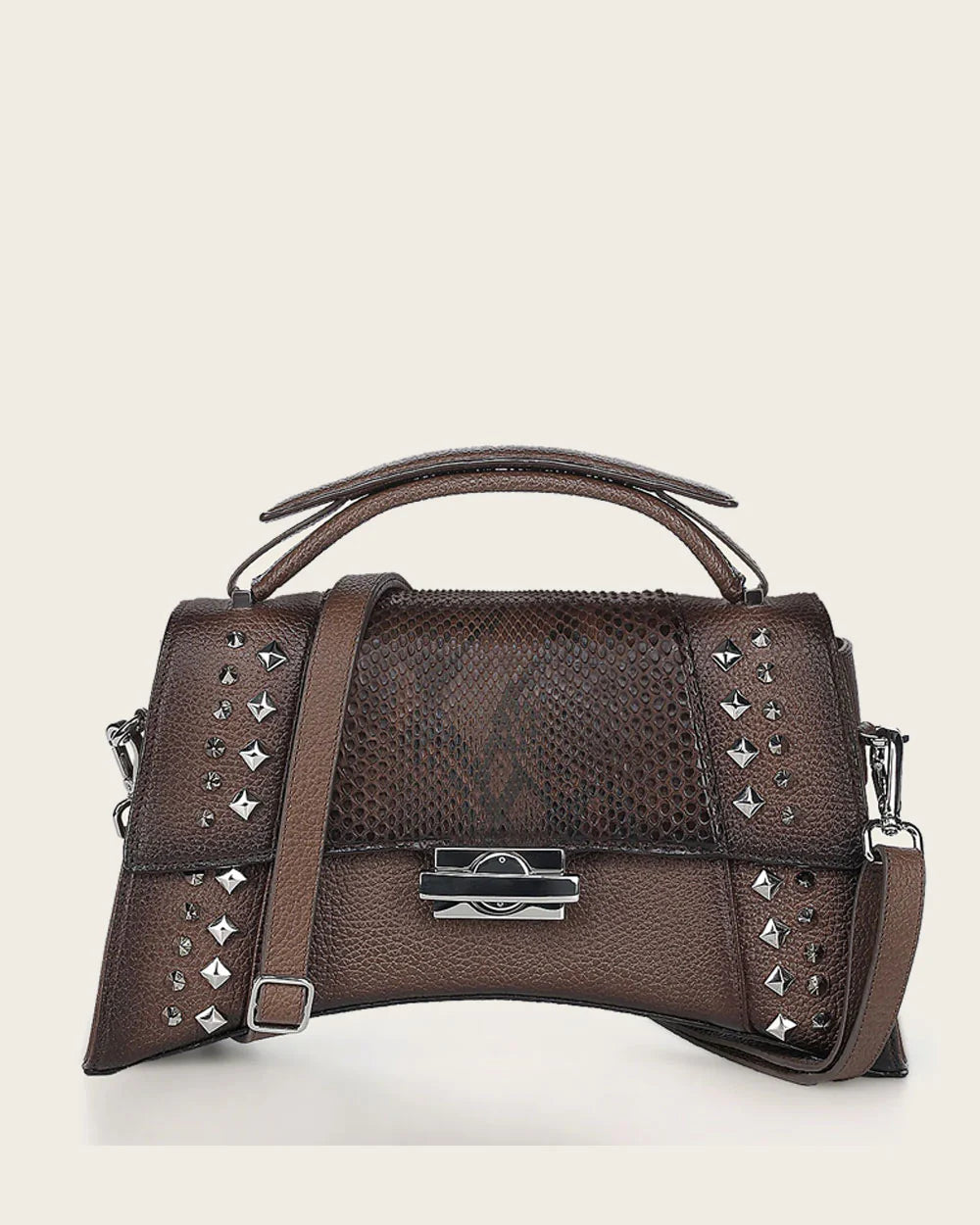 Stylish Brown Python Skin Shoulder Bag for Women - Fashionable Casual Handbag - Perfect for Everyday Use, Work, and Evening Outings