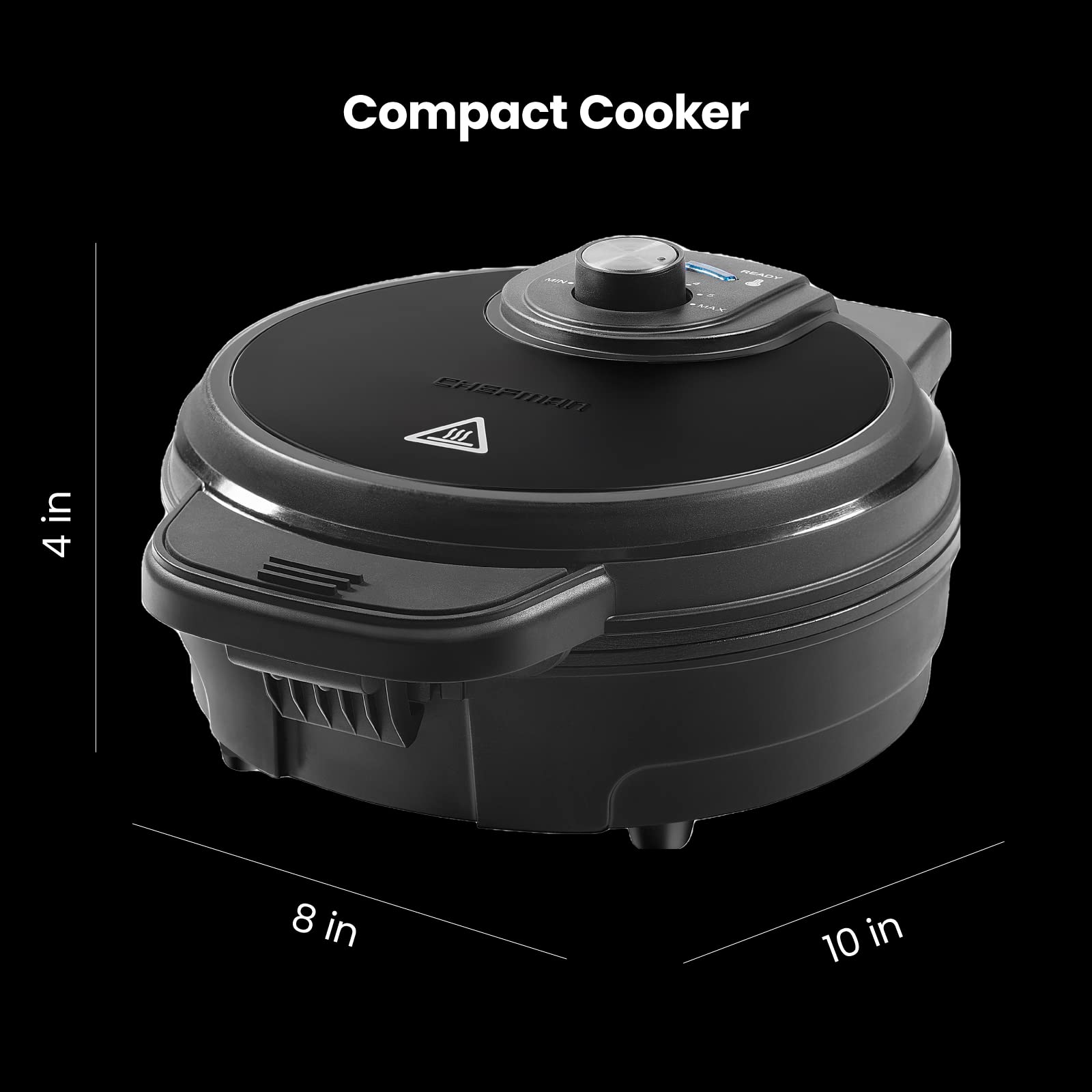 Chefman Anti-Overflow Belgian Waffle Maker with 7 Crunch Settings - Nonstick Electric Griddle for 6-Inch Round Waffles - Mess-Free Design with Batter Catcher - Perfect for Breakfast, Brunch & Family Gatherings