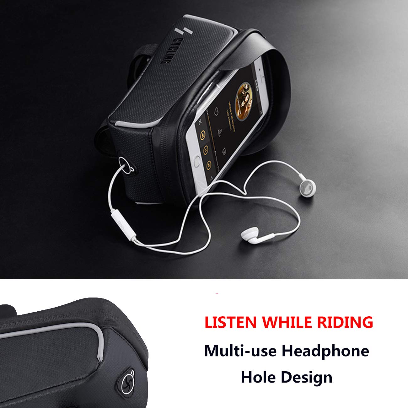 **Waterproof Bike Phone Mount Bag - Front Frame & Handlebar Storage with Touch Screen Access - Ideal for Cycling, Commuting & Outdoor Adventures**