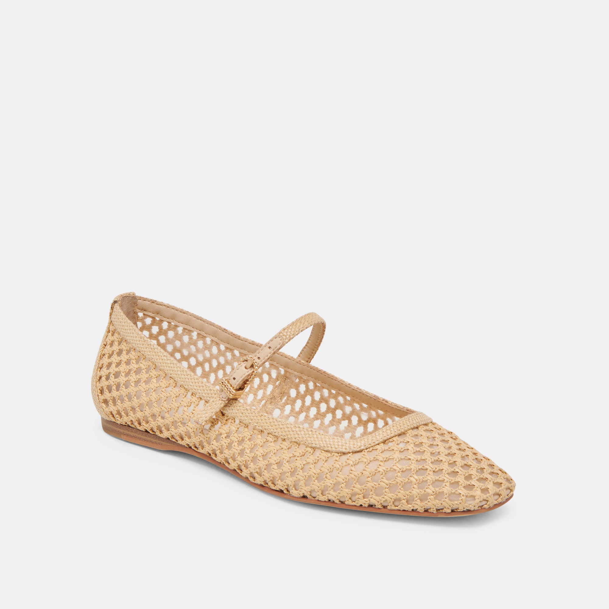 REYES Women's Wide Ballet Flats - Light Natural Woven Raffia Comfortable Slip-On Shoes for Casual Wear, Office & Summer Outfits