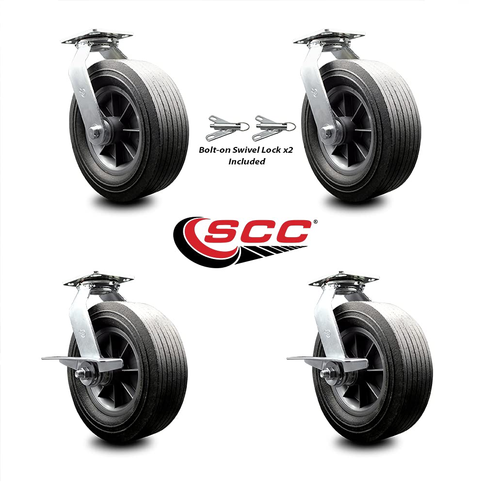 Greenlee GMX Cart Caster Set MA6065 - Heavy Duty Replacement Casters for Material Carts - 2 Swivel Casters with Bolt-On Locks & 2 Swivel Casters with Brakes - 4-Piece Set by Service Caster - Ideal for Workshop, Garage, and Industrial Equipment Mobility