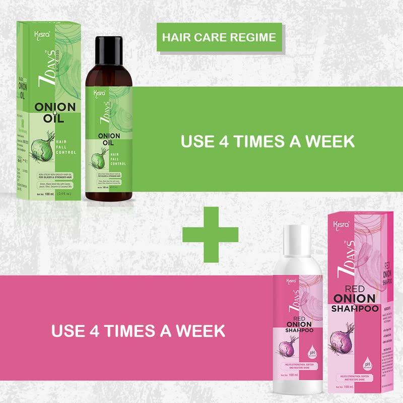 Kisra 7 Days Black Seed & Red Onion Hair Growth Oil & Shampoo Combo Set (100ml Each) - Ultimate Hair Care Kit for Thicker, Stronger Hair - Perfect for Daily Use & Scalp Treatment