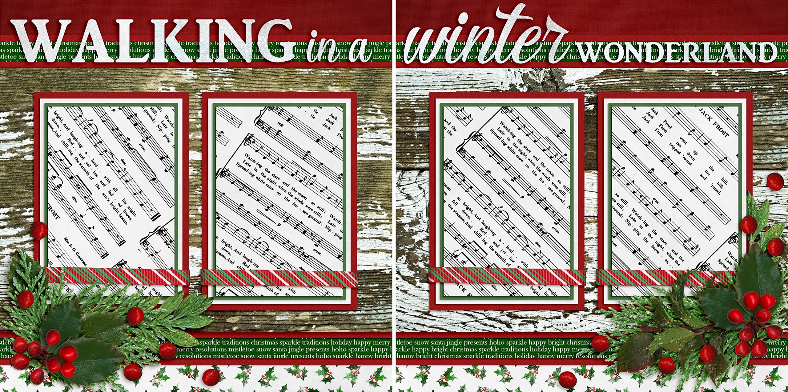 Silent Night Scrapbook Set - 5 Double Page Layouts for Christmas Memories | Holiday Scrapbooking Supplies for DIY Photo Albums & Gift Making