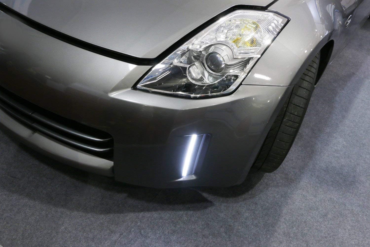 iJDMTOY Clear Xenon White LED Daytime Running Lights - Exact Fit Replacement for 2006-2009 Nissan 350Z LCI Front Bumper Reflector | DRL Upgrade for Enhanced Visibility & Style