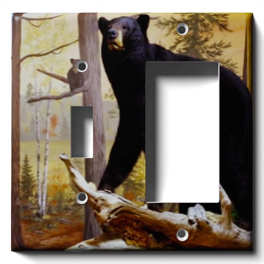 Bear-Themed Decorative Light Switch and GFCI Outlet Cover Plate - Single Toggle/Rocker Wall Plate for Home, Office, and Museum Decor