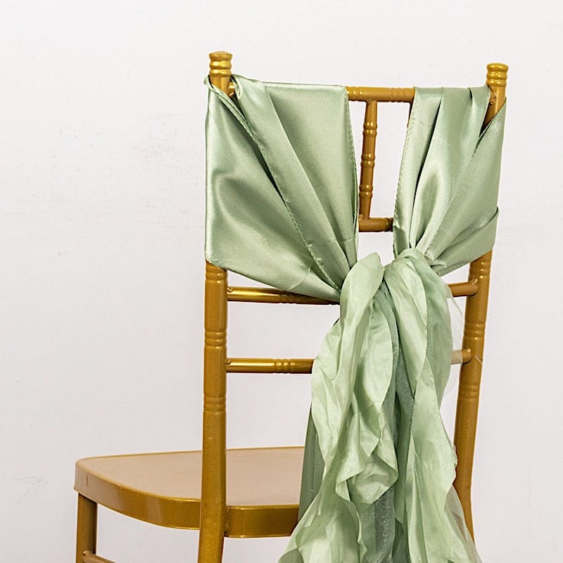 5 Pack Curly Willow Chiffon Satin Chair Sashes - Elegant Wedding Decor, Bridal Shower & Party Chair Ribbons for Banquet, Reception, and Special Events